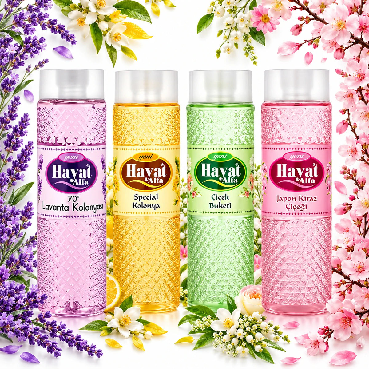 3er 400cc Set Hayat Alfa Kolonyasi 80° Kölnisch Wasser Kolonya -MIX
