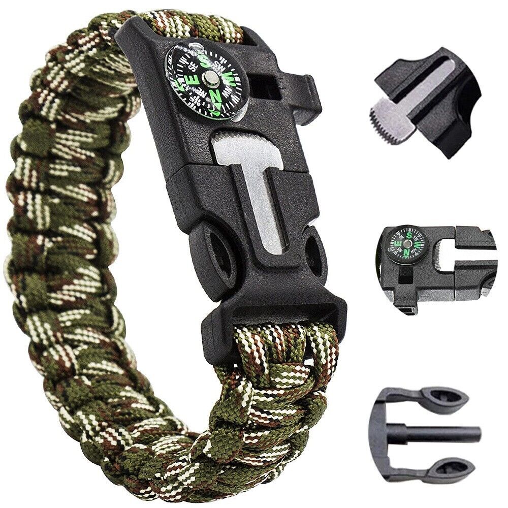 Survival Armband 5in1 mit Paracord, Kompass, Feuerstarter & Pfeife – Outdoor Notfallarmband für Camping, Wandern und Trekking