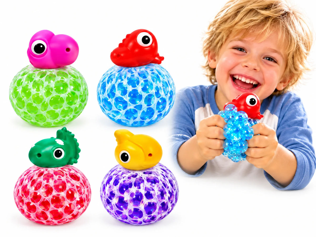 Dino Squishy Glitzer Quetschball Fidget Spielzeug Mesh Ball 65mm 1/3 Stück