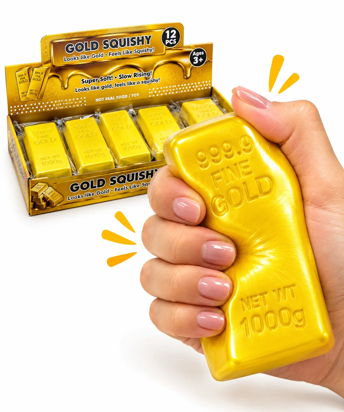 Goldbarren Squishy 12cm Slow Rising Anti-Stress Fidget Toy Knautschspielzeug
