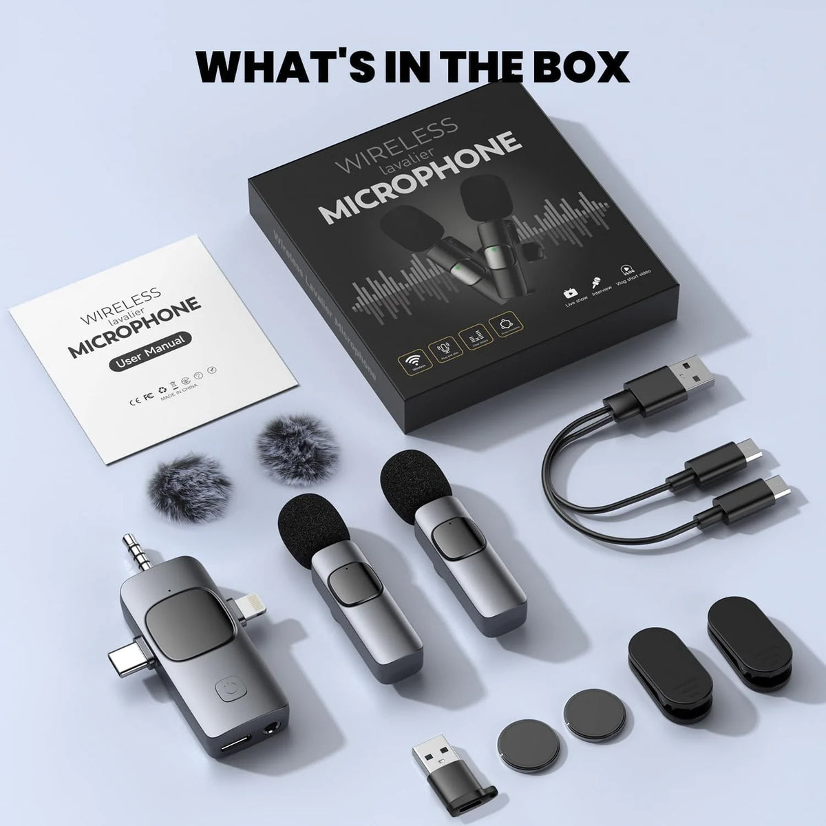 Funk Lavalier Mikrofon USB-C 2,4GHz Rauschunterdrückung iPhone Android PC
