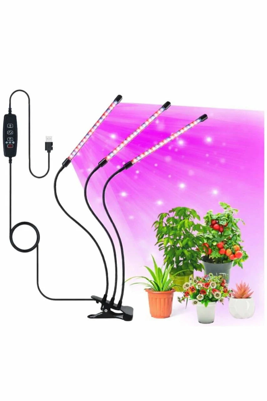 Retoo Pflanzenlampe LED 30 W mit 60 LEDs – Wachstumslampe mit 3 Armen, 3/9/12H Timer, 9 Helligkeitsstufen & USB