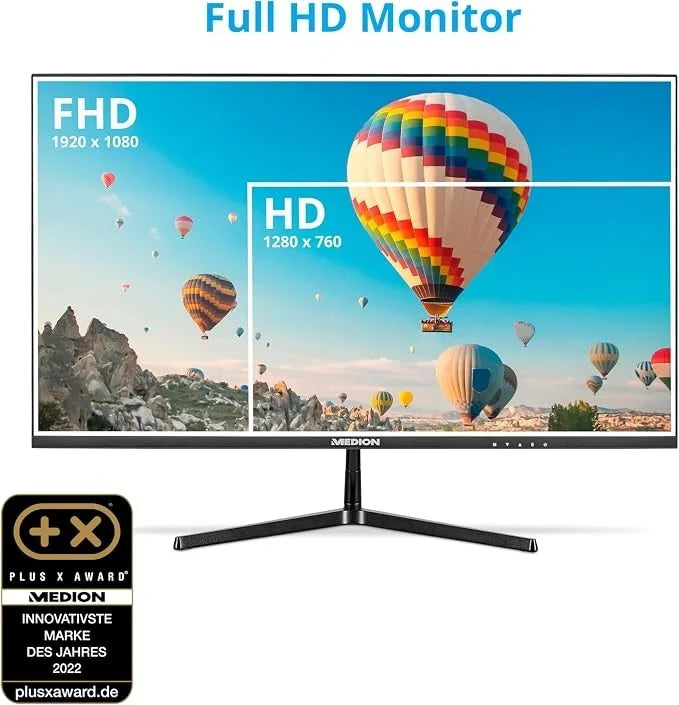 MEDION P52218 22 Zoll Monitor Full HD HDMI VGA 60Hz Anti-Glare Schwarz