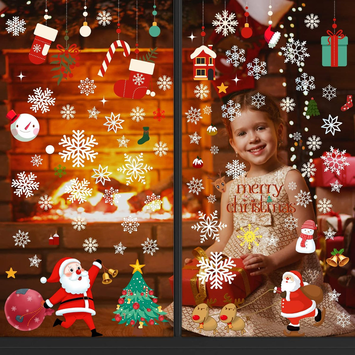 !!NEW!!117 pieces snowflake window decoration Christmas window stickers decoration 