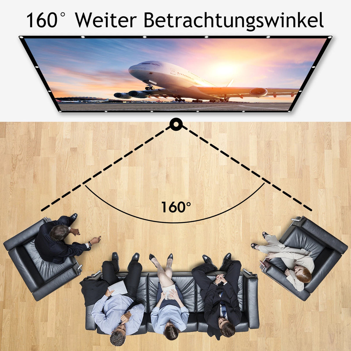 Beamer Leinwand,100 Zoll 16:9 HD Faltbarer Bildschirm für tragbare Projektionsfilme für Heimkino-Außenunterstützung