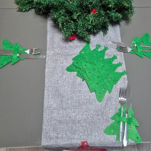 12x Filz Bestecktaschen Weihnachten 🌲 Besteckhalter Tischdeko Wichtel Set