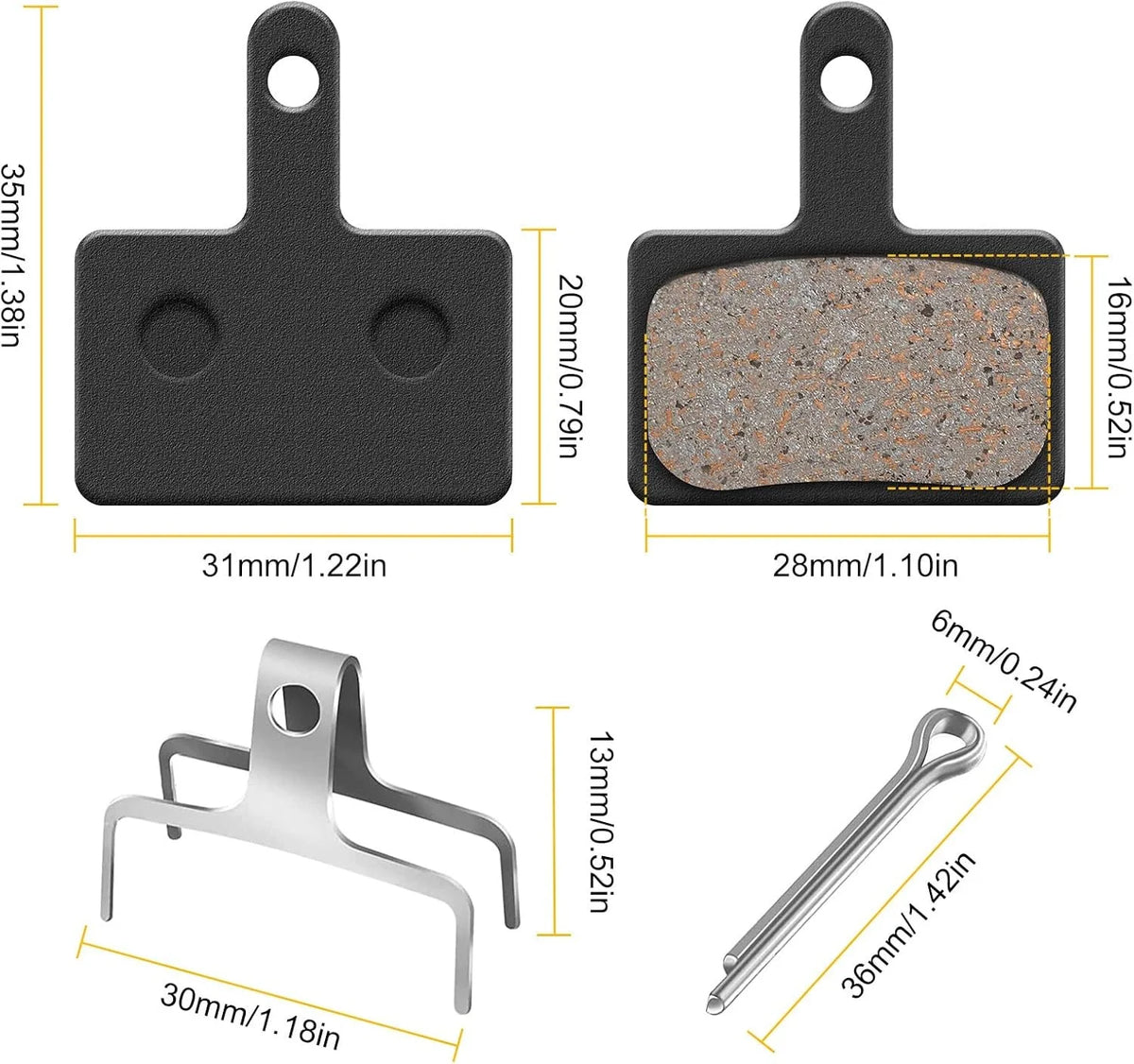 2 Paar Fahrrad Bremsbeläge aus Metall – Scheibenbremsbeläge kompatibel mit Shimano B01S, M315, M355 und weiteren Modellen