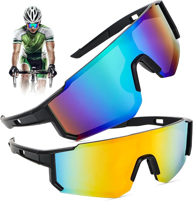 Fahrradbrille UV400 im 2er Set – Sport Sonnenbrille für MTB, Rennrad und Outdoor