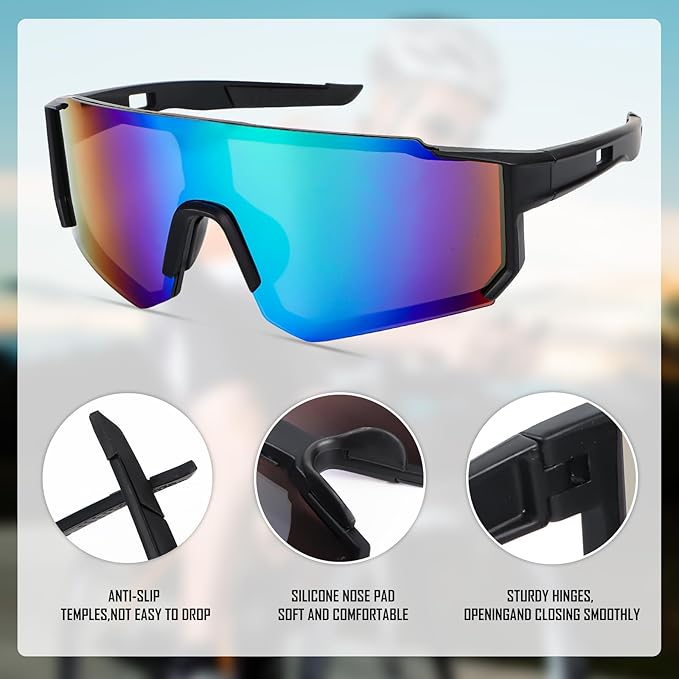 Fahrradbrille UV400 im 2er Set – Sport Sonnenbrille für MTB, Rennrad und Outdoor