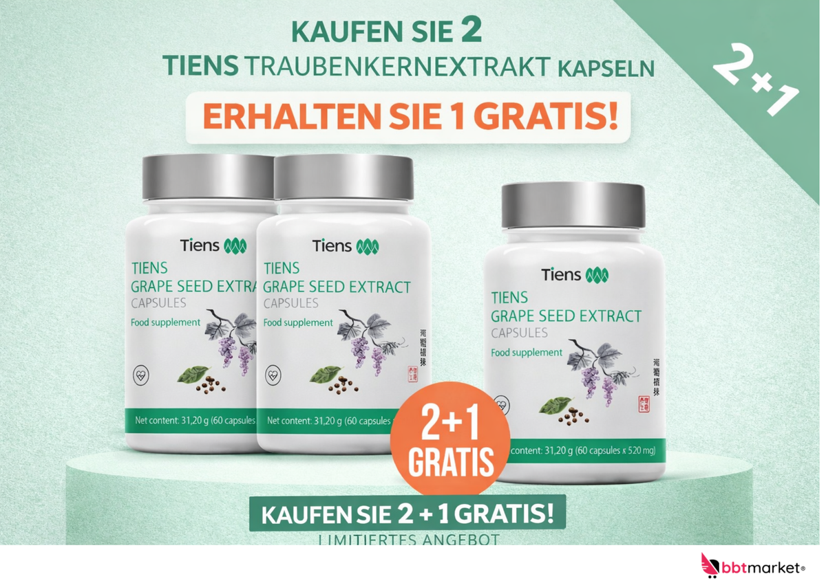 Tiens Traubenkernextrakt Vitamin C - 60 Kapseln - GRAPE SEED EXTRACT FOOD - Antioxidative Unterstützung für Gesundheit und Vitalität   Verfallsdatum: 31.05.2026