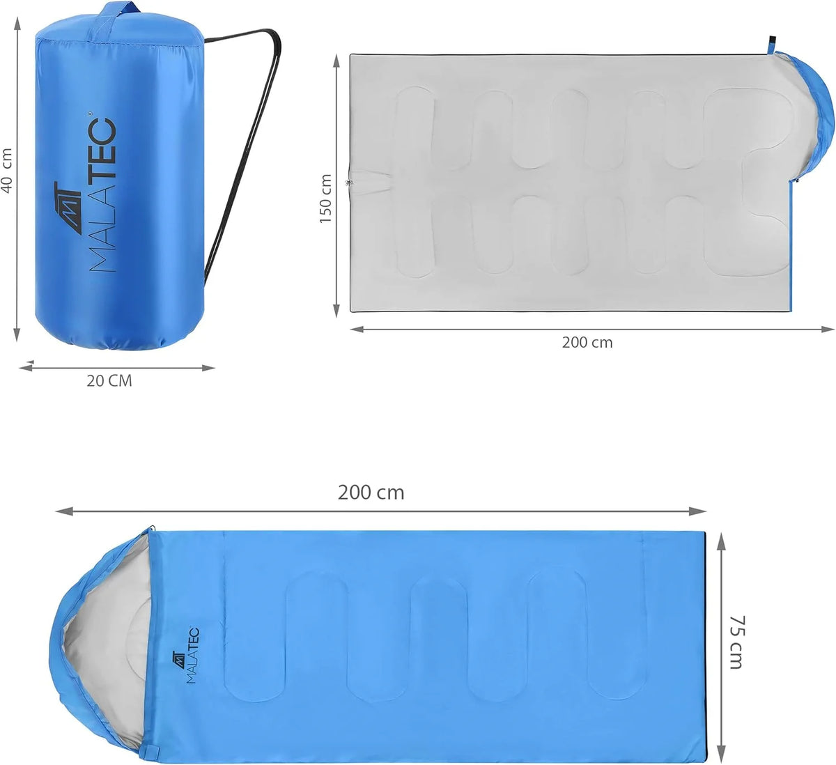 2in1 Schlafsack mit Kapuze 200 x 75 cm – leichter Mumienschlafsack & Decke für Camping, Trekking und Reisen