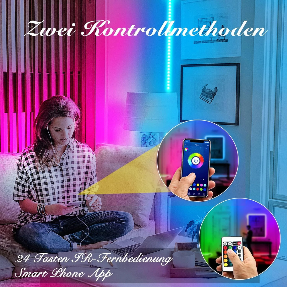 LED Strip 30 m RGB mit Bluetooth, App & Fernbedienung – Musik Sync LED Band für Schlafzimmer und Zuhause