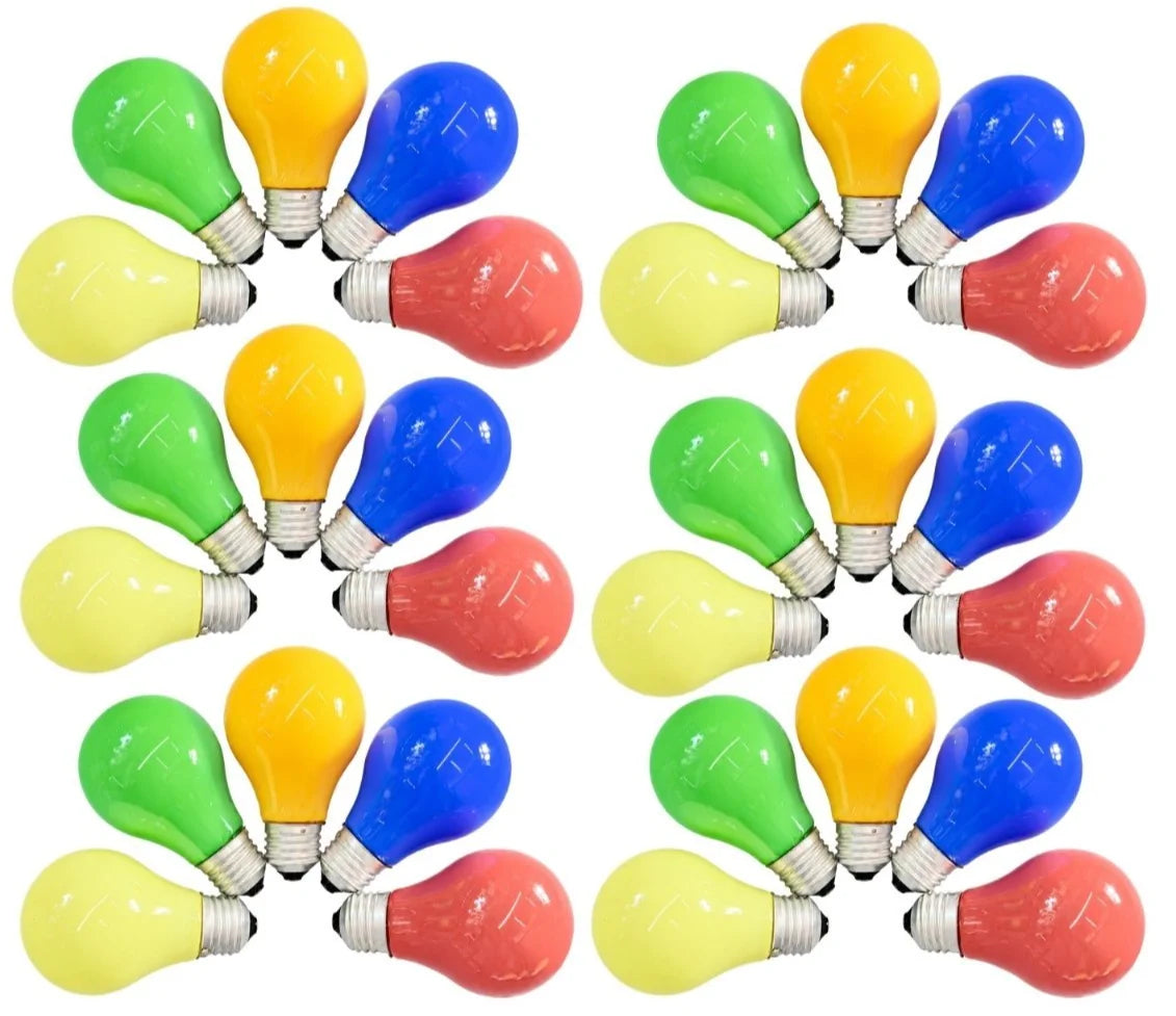 30x Glühbirnen E27 25W Farbig Gemischt Dimmbar Party Lichterkette Glühlampen