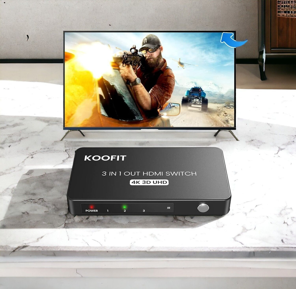 HDMI Splitter 1 in 4 out Umschalter Verteiler Switch Adapter Full HD 4K 1080P 3D