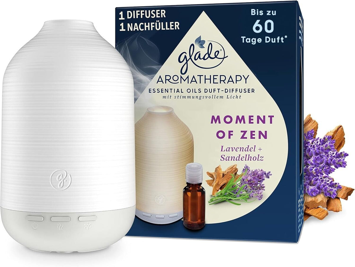 Glade Aromatherapy Essential Oils Diffuser mit Lavendel & Sandelholz – Individuelle Duft- und Lichtsteuerung