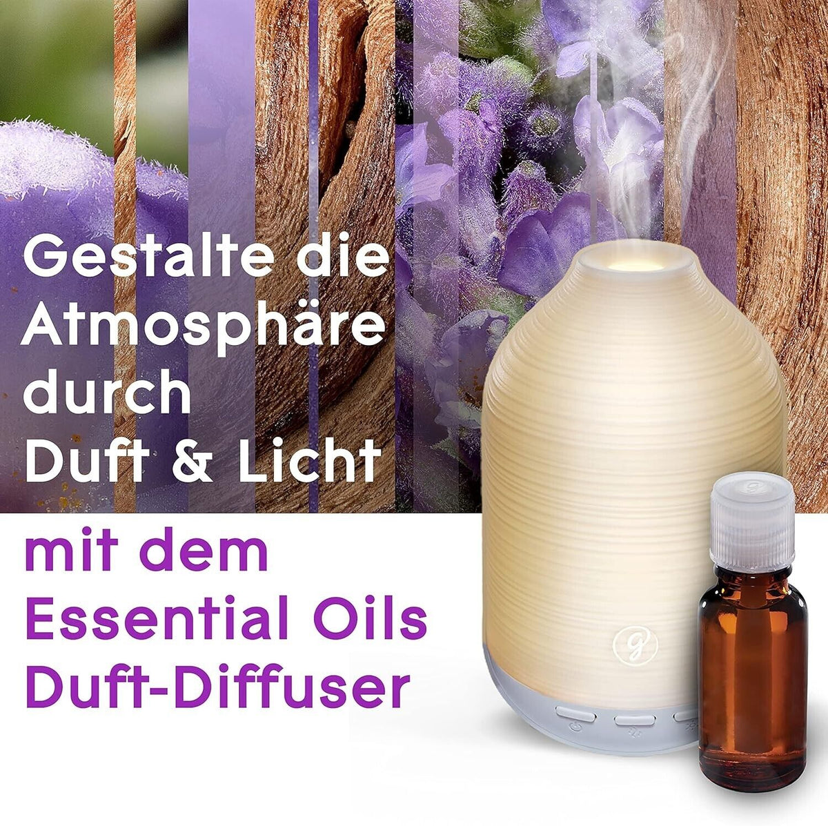 Glade Aromatherapy Essential Oils Diffuser mit Lavendel & Sandelholz – Individuelle Duft- und Lichtsteuerung