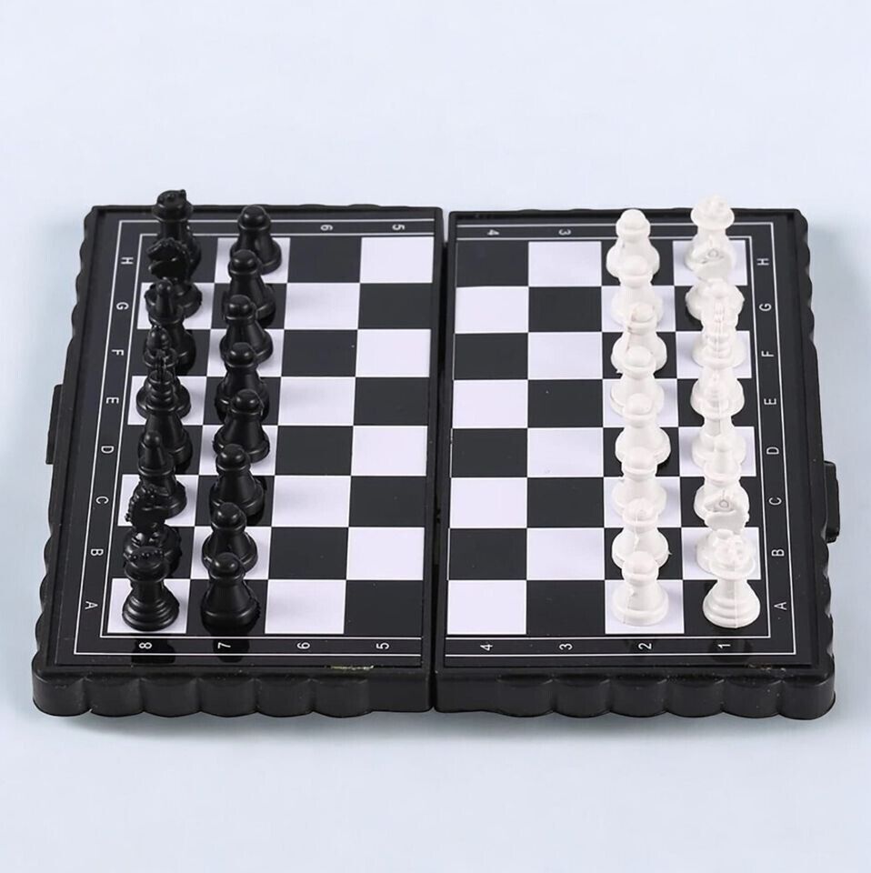Mini Schachspiel 2in1 – faltbares Schach & Dame Set für Reise Kinder