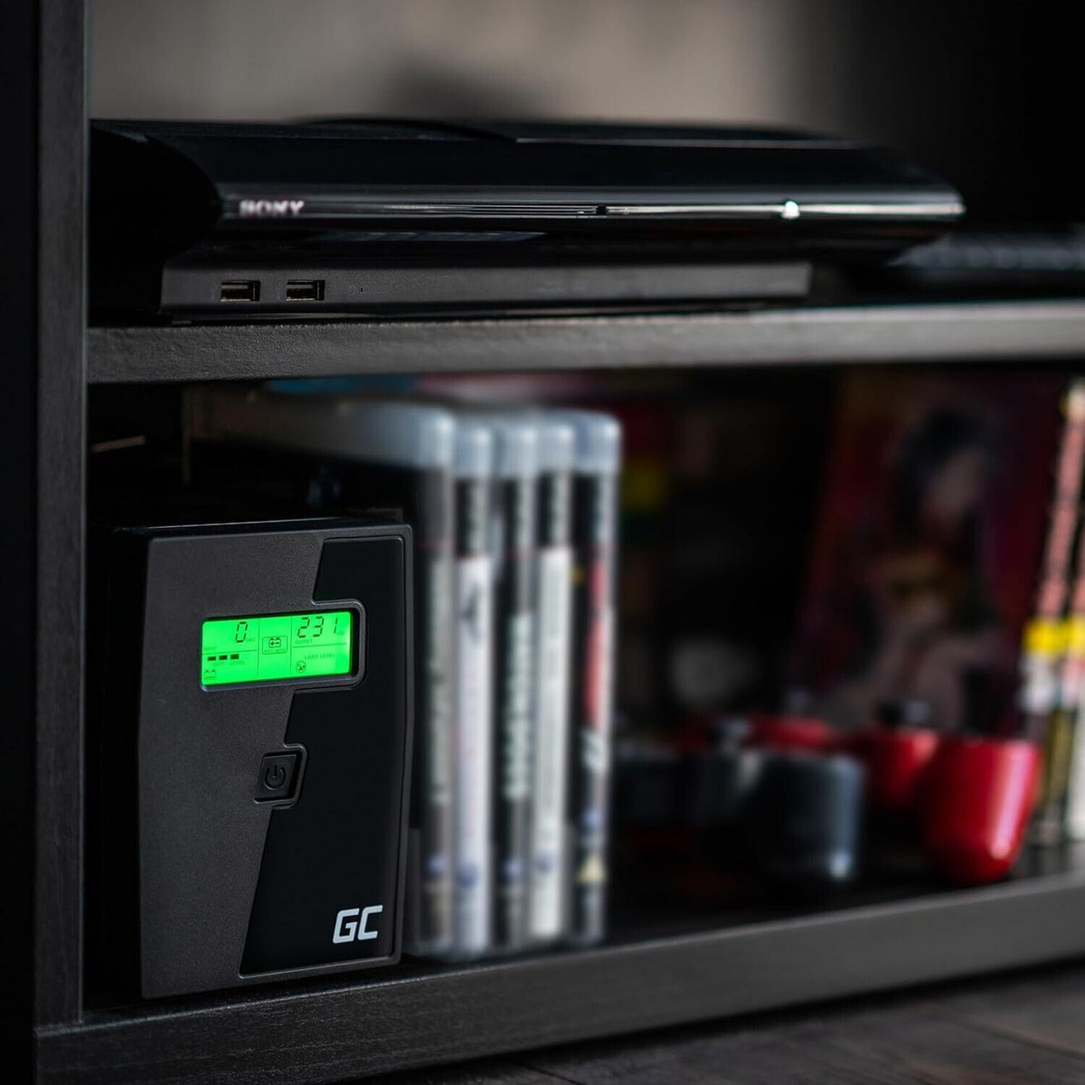 Green Cell USV 600VA 360W Line-Interactive UPS mit AVR, LCD, USB, RJ11 und 2x Schuko Steckdosen
