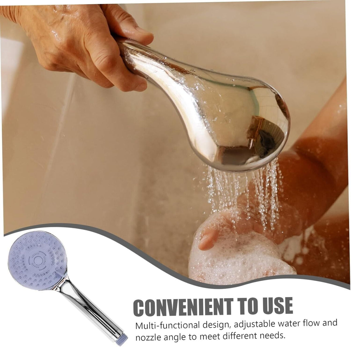 Duschkopf 5 Funktionen Handbrause – Wassersparender Brausekopf mit Antikalk, Abnehmbarer Duschkopf aus ABS Kunststoff, Komfortabler Hotelduschkopf, Einfache Montage