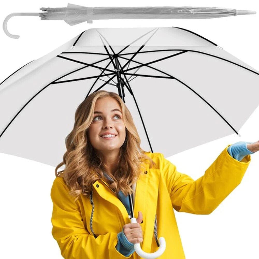 Automatik Regenschirm Transparent Weiß – Hochzeit & Alltag Schirm