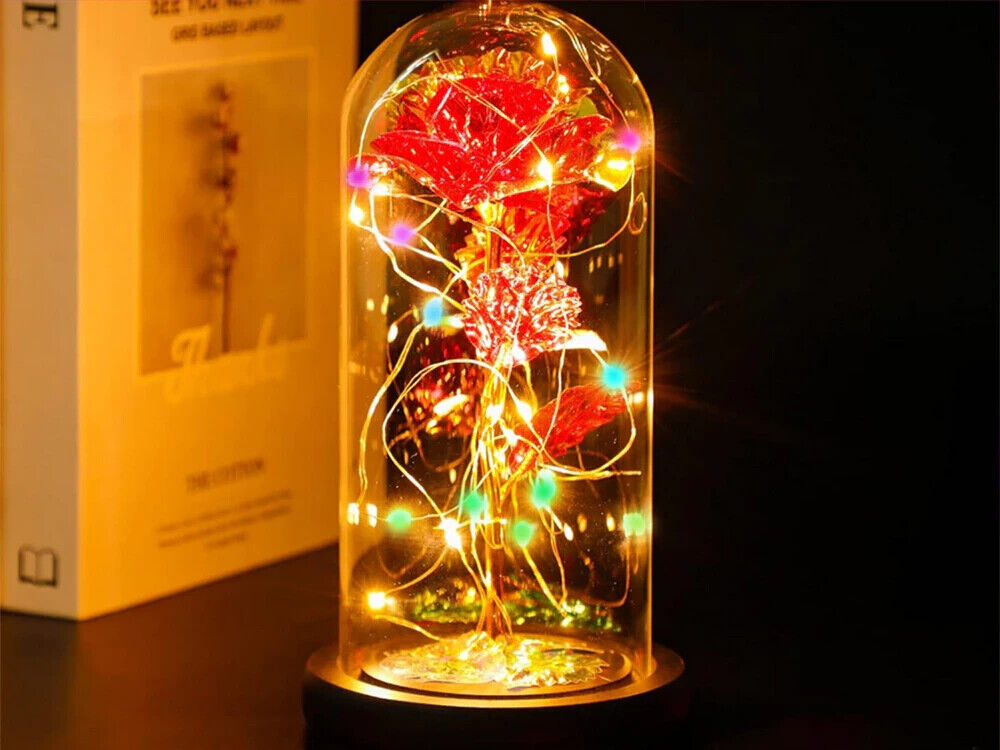 LED Rose im Glas RGB – Ewige Rose Geschenk Deko für Valentinstag Geburtstag