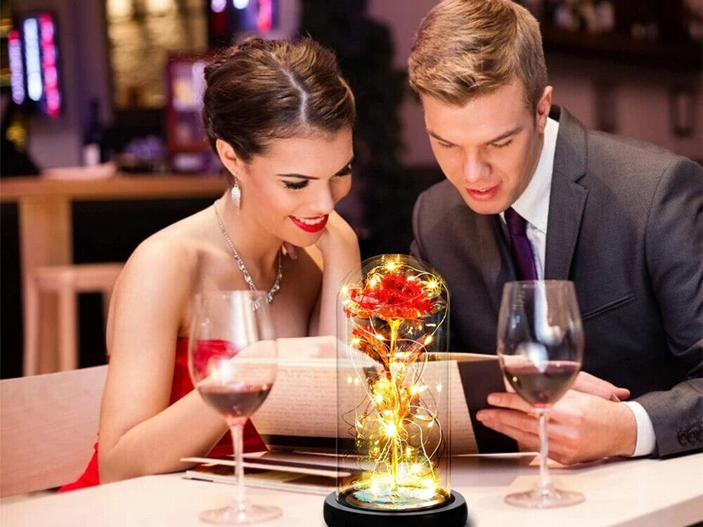 LED Rose im Glas RGB – Ewige Rose Geschenk Deko für Valentinstag Geburtstag