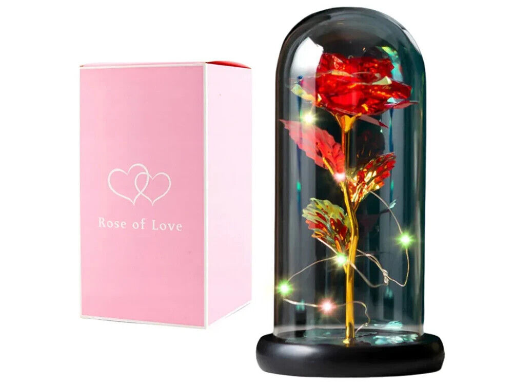 LED Rose im Glas RGB – Ewige Rose Geschenk Deko für Valentinstag Geburtstag