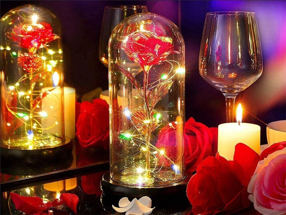 LED Rose im Glas RGB – Ewige Rose Geschenk Deko für Valentinstag Geburtstag