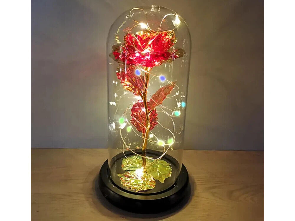 LED Rose im Glas RGB – Ewige Rose Geschenk Deko für Valentinstag Geburtstag