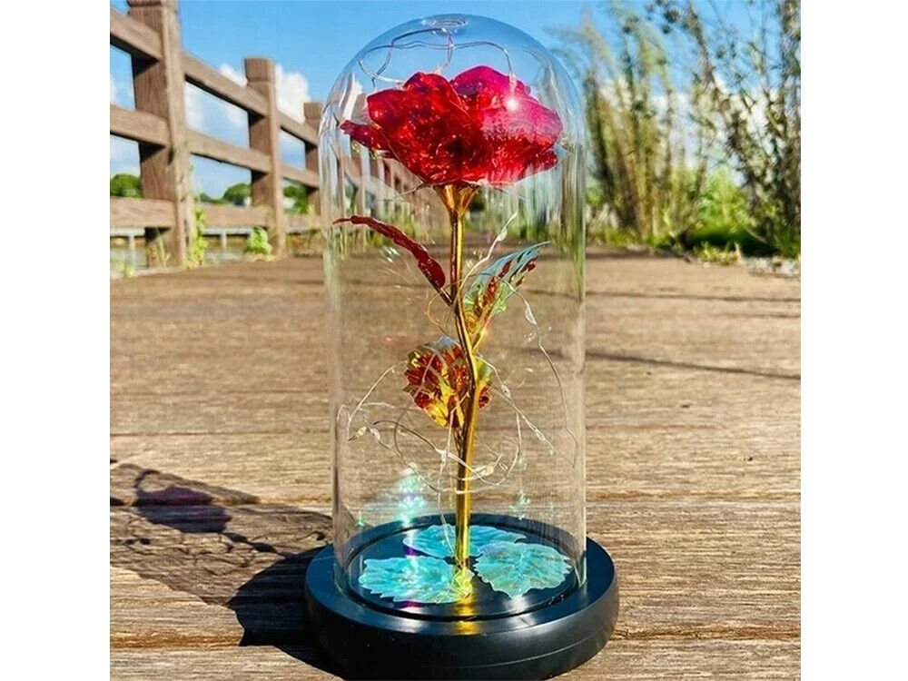 LED Rose im Glas RGB – Ewige Rose Geschenk Deko für Valentinstag Geburtstag