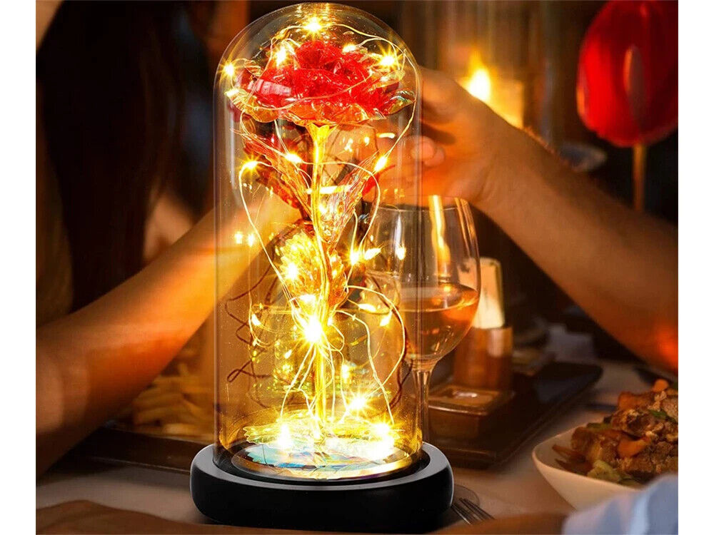 LED Rose im Glas RGB – Ewige Rose Geschenk Deko für Valentinstag Geburtstag