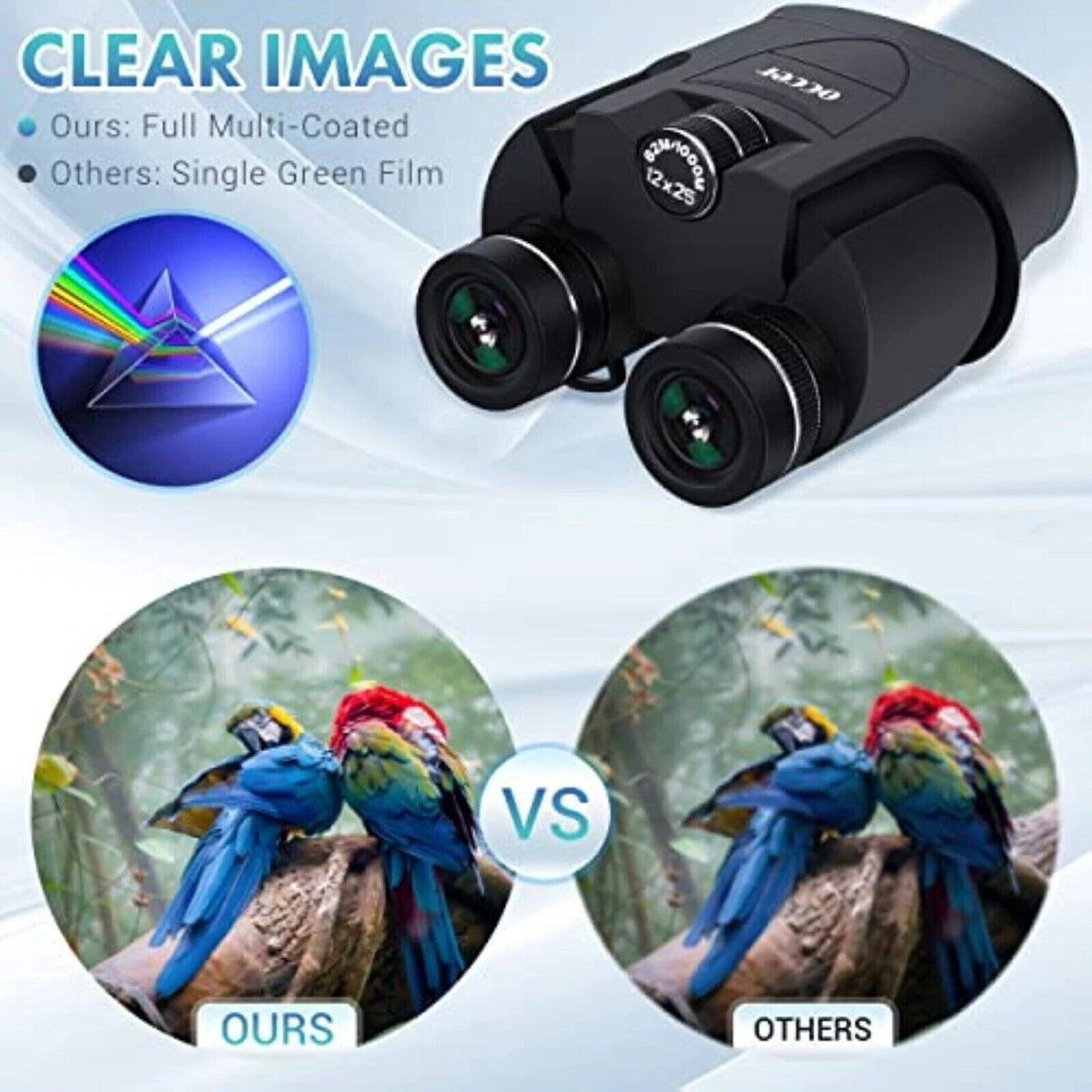 12x25 Fernglas HD für Erwachsene & Kinder – Kompakt, faltbar, Vogelbeobachtung