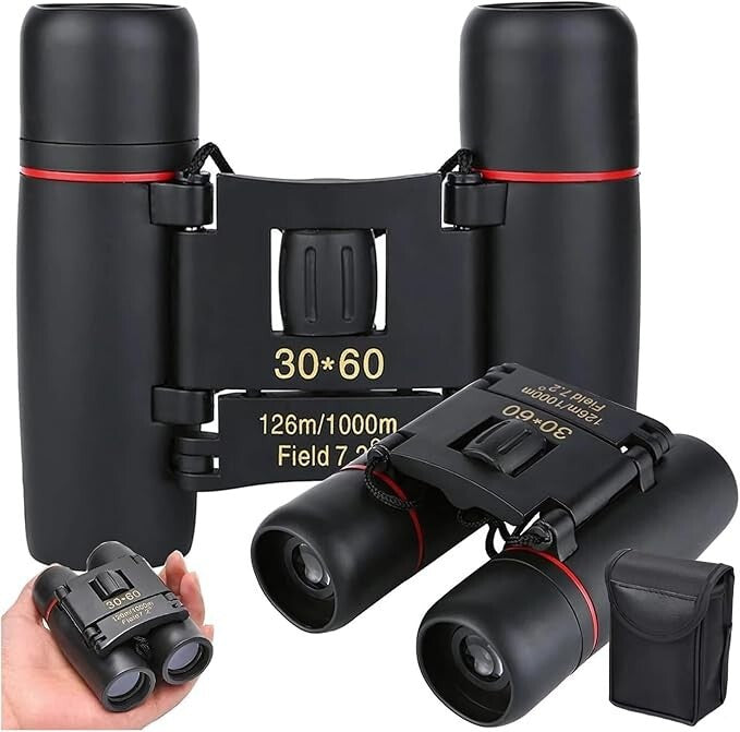 30x60 Kompakt Fernglas mit 12x Zoom Klappbar für Reisen Outdoor Jagd Camping