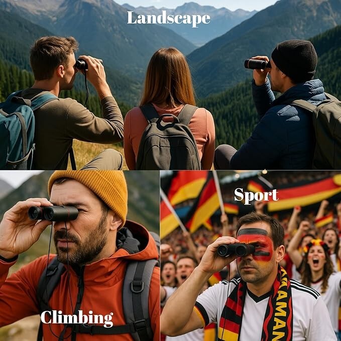 30x60 Kompakt Fernglas mit 12x Zoom Klappbar für Reisen Outdoor Jagd Camping