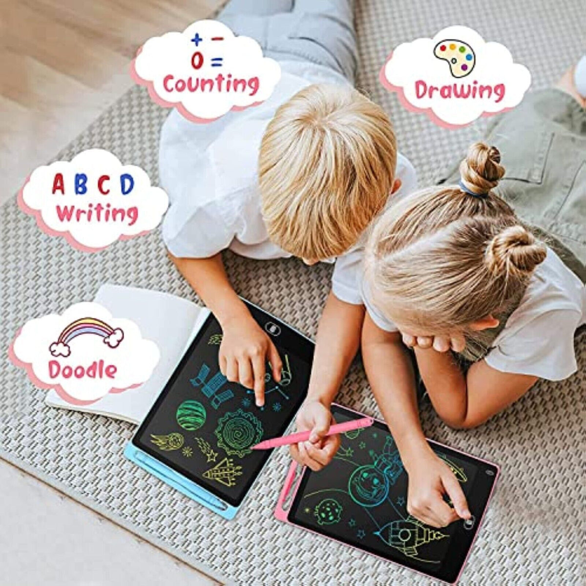 Zeichentablett 8,5" LCD Schwarz Kinder & Erwachsene mit Sperrfunktion