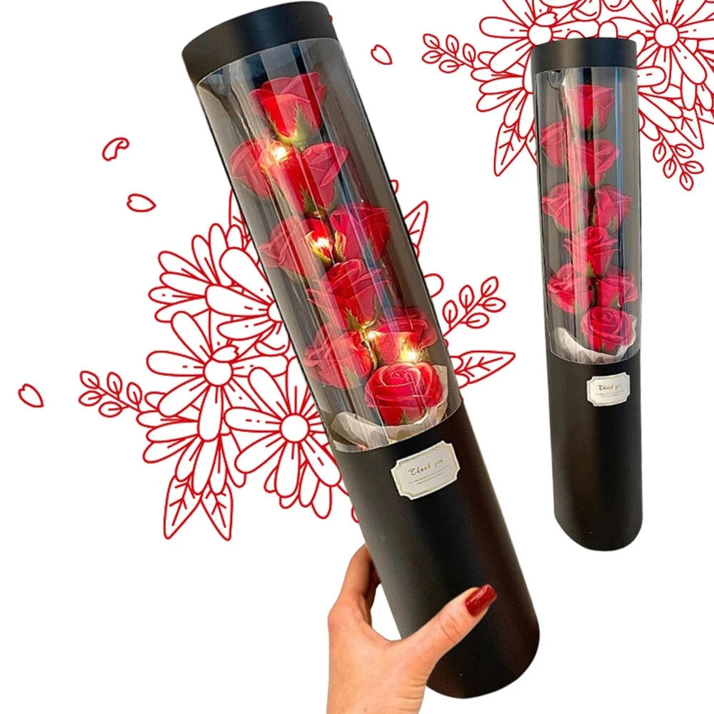 Duftseifenblumenstrauß mit LED in Geschenkbox – Rosa, romantisch, 50 cm💐💐