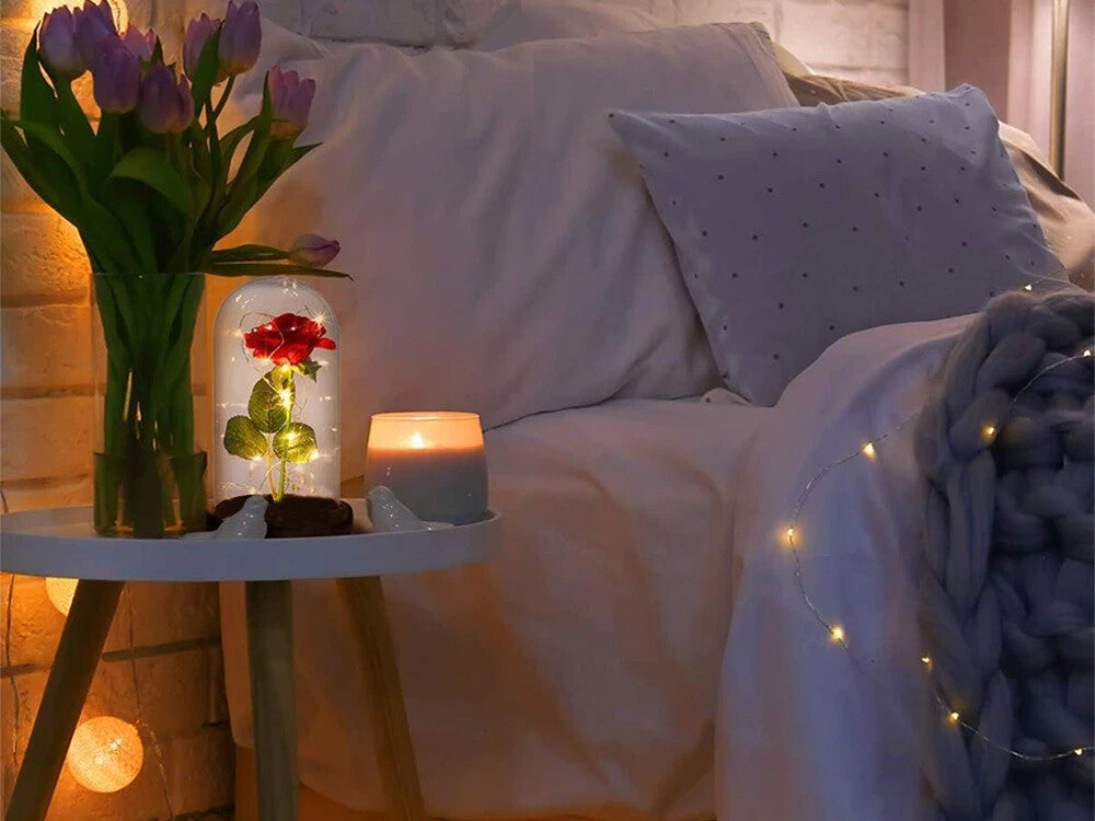 Romantische LED Rose im Glas Geschenkidee Geburtstag Valentinstag Jahrestag
 💕-