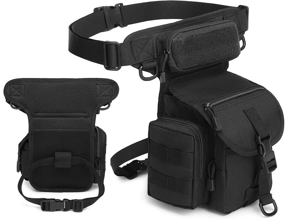 Herren Beintasche Outdoor Motorrad Hüfttasche Tactical Schwarz mit vielen Fächern