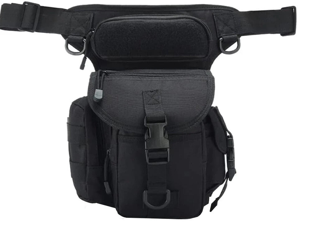 Herren Beintasche Outdoor Motorrad Hüfttasche Tactical Schwarz mit vielen Fächern