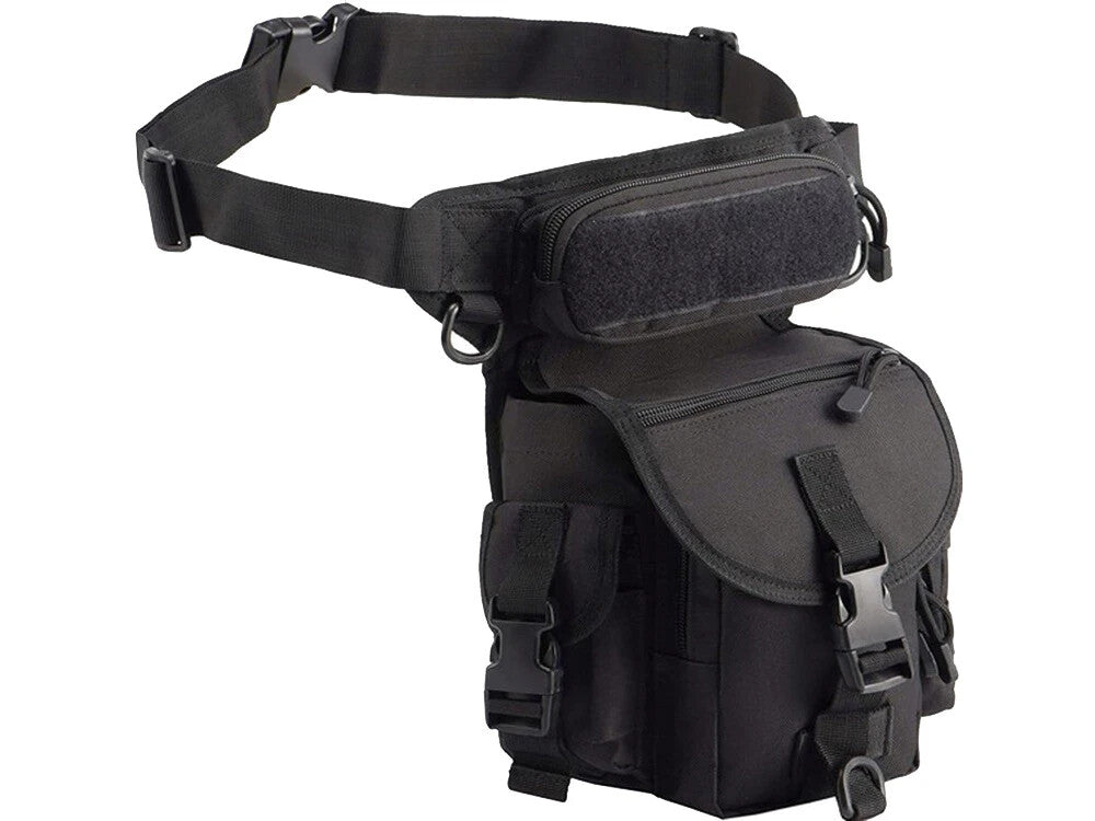 Herren Beintasche Outdoor Motorrad Hüfttasche Tactical Schwarz mit vielen Fächern