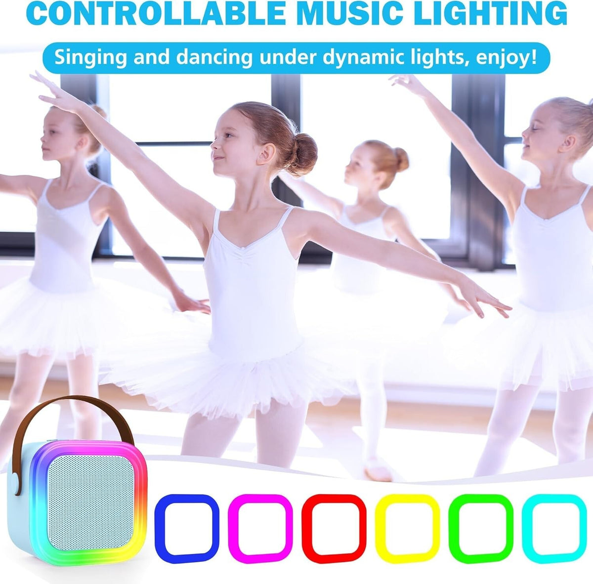 Karaoke Maschine Kinder 4–12J Bluetooth 2 Mikrofone LED Geschenk 🎤🎁 Mädchen