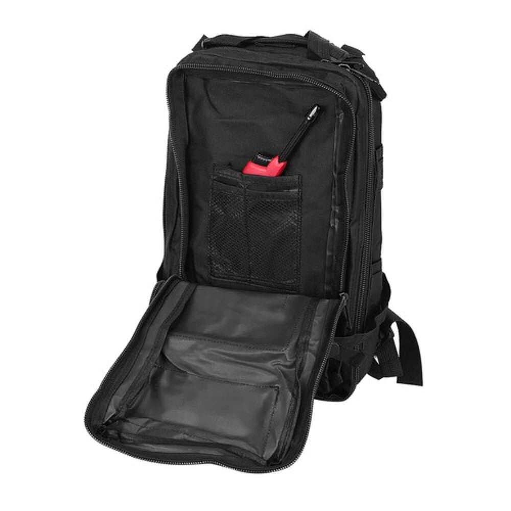 Schwarzer Touristenrucksack 26L – Outdoor Rucksack mit MOLLE-System und 5 Fächern