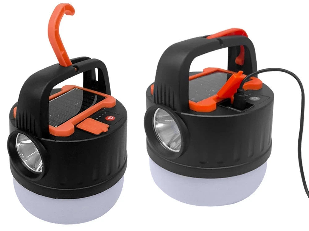LED Campinglampe Solar USB Wiederaufladbar mit Haken & Fernbedienung 9 Modi