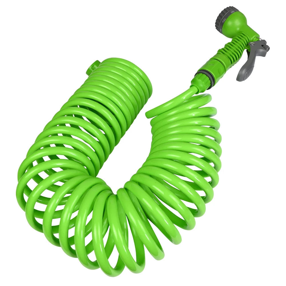 Spiral Gartenschlauch 10m mit Sprühkopf 7 Funktionen & Wandhalterung Set  🚿 🚿