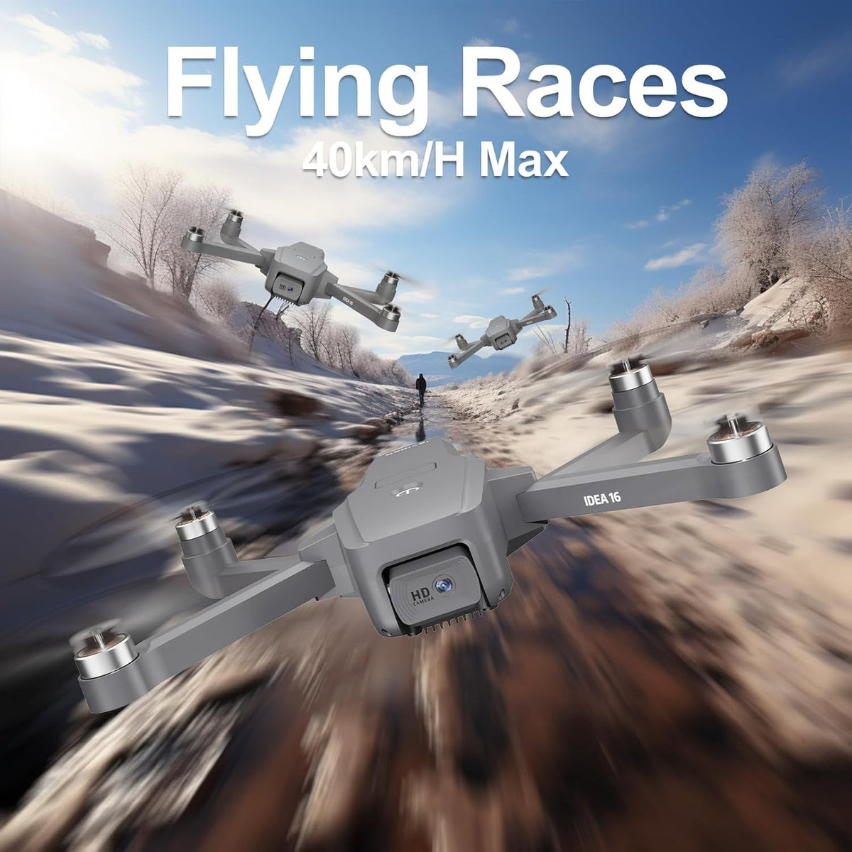 4K Drohne mit Kamera, 40KM/h, Brushless Motor, 5GHz FPV, 2 Akkus