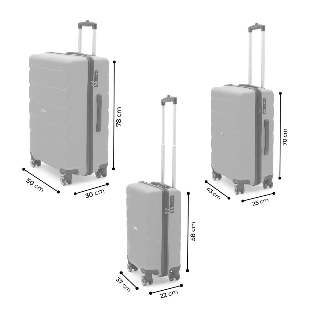 Reisekoffer Set 3tlg Cotpoly – Stoßfest, Polypropylen, Trolley mit Schloss
