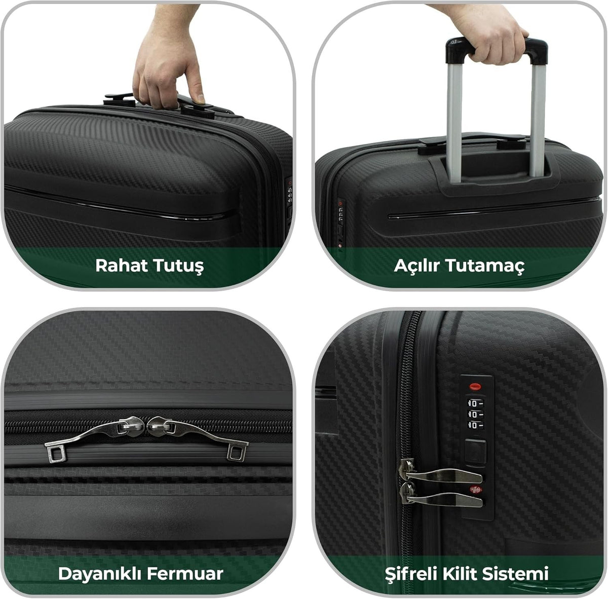 Reisekoffer Set mit 360° Doppelrollen – Cotpoly Trolleykoffer aus kratzfestem Hartschalenmaterial