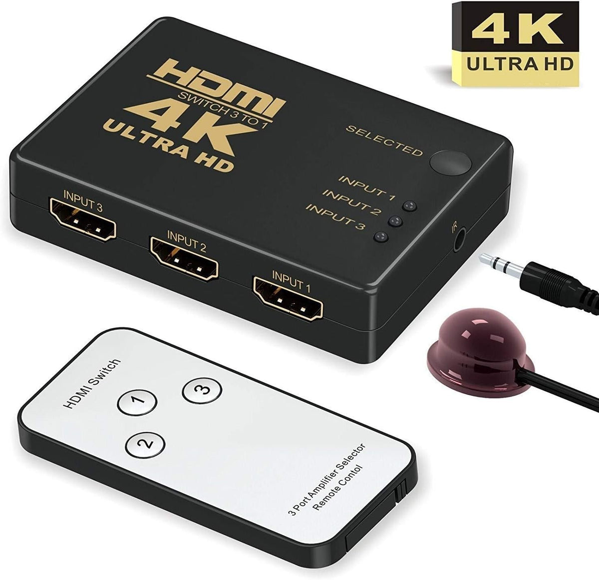 HDMI Switch 4K Ultra HD Splitter Umschalter Verteiler 3D 1080p Fernbedienung