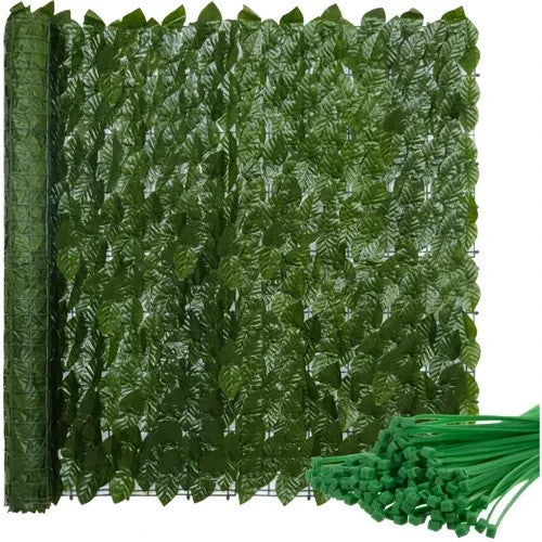 Künstlicher Efeu Sichtschutz 300x50 cm – Balkon Hecke Zaunblende mit Kabelbindern