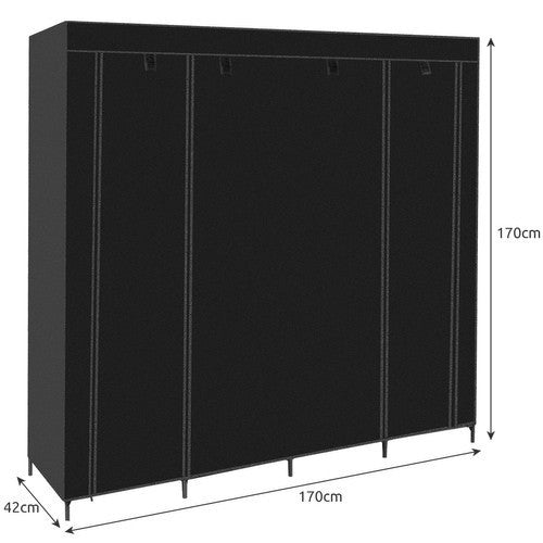 XXL Stoff Kleiderschrank 170x170 cm – Faltschrank mit 14 Fächern und 2 Kleiderstangen